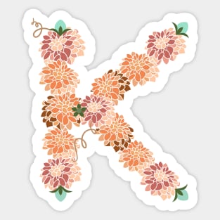 Letter K Floral Sticker